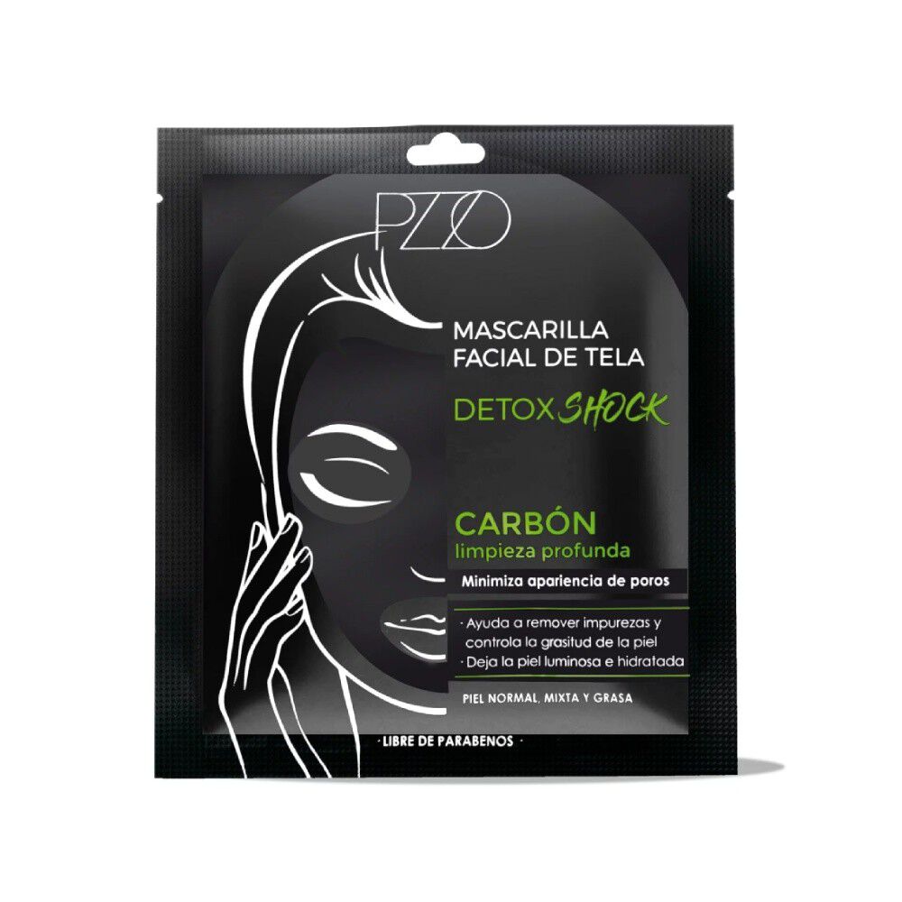 Mascarilla Facial Detox Shock Tela Carbón